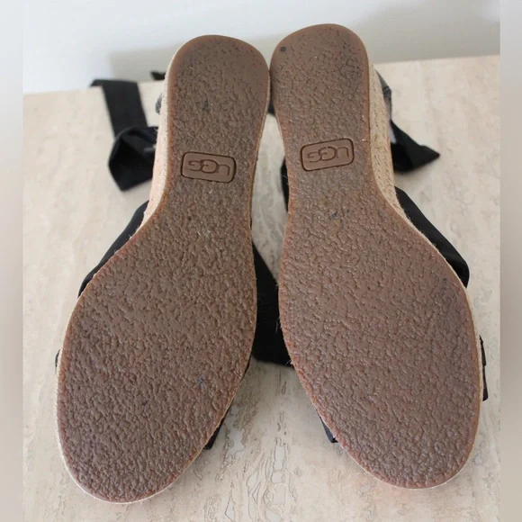 UGG Black Espadrilles Wedges Size 8 - Picture 8 of 9